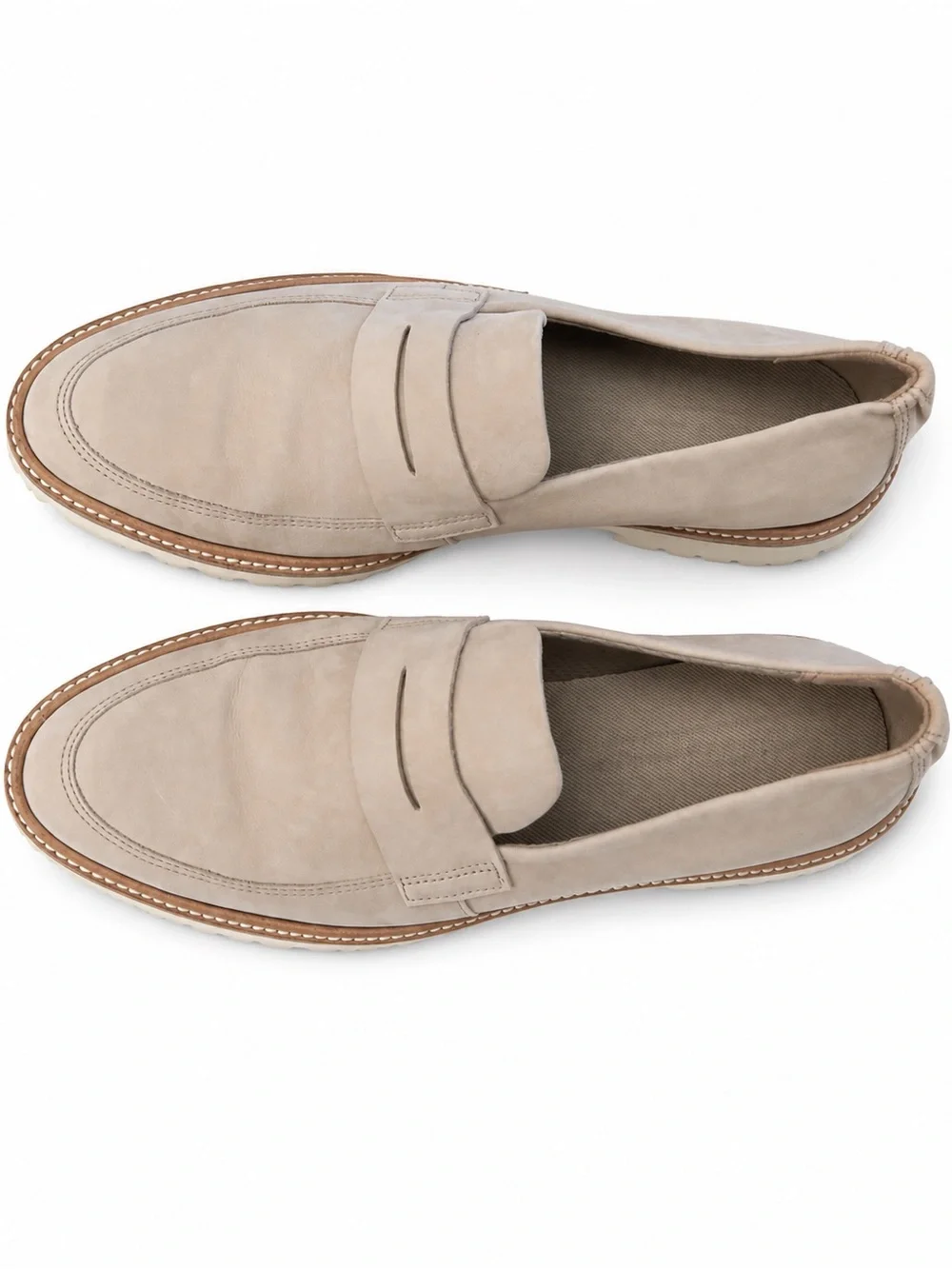 ECCO women’s 38 US 7-7.5 beige leather penny loafers lug sole